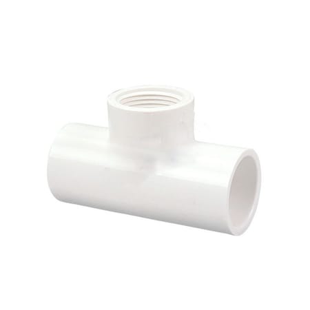 1 In.x 0.5 In. White Plastic PVC Reducing Tee